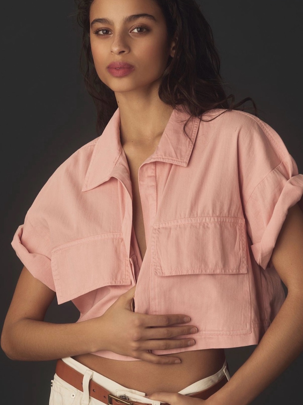 Pilcro pink short sleeve cropped tee, Small Anthropologie
